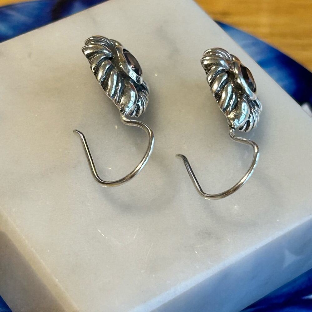 925 Sterling Silver Amethyst Drop Earrings #E112 - Picture 3 of 8